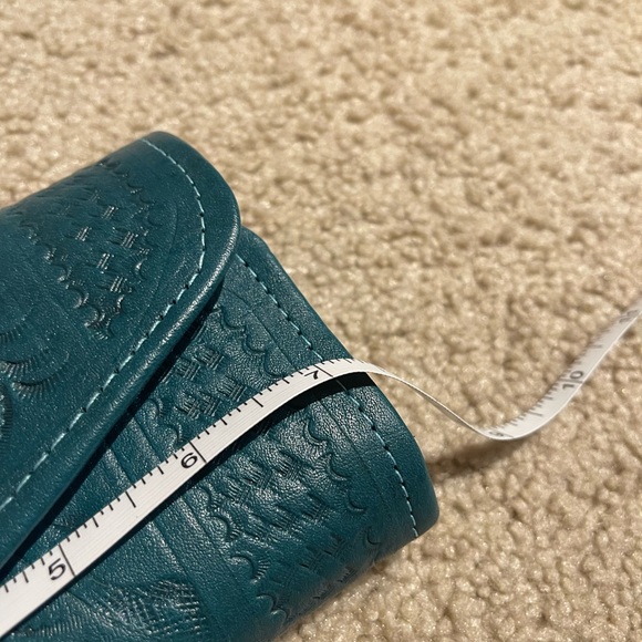 Teal Embossed Leather Wallet - Picture 3 of 8